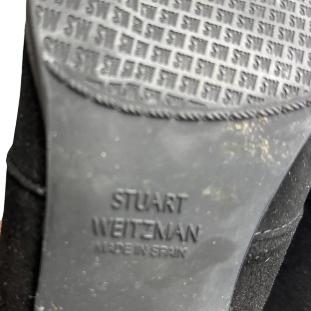 Stuart Weitzman Tieland Black Suede Over-The-Knee Block Heel Boots 7.5 M EUC